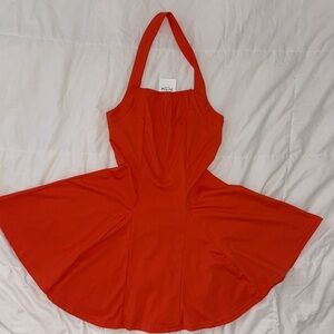 Orange Halter Mini Dress